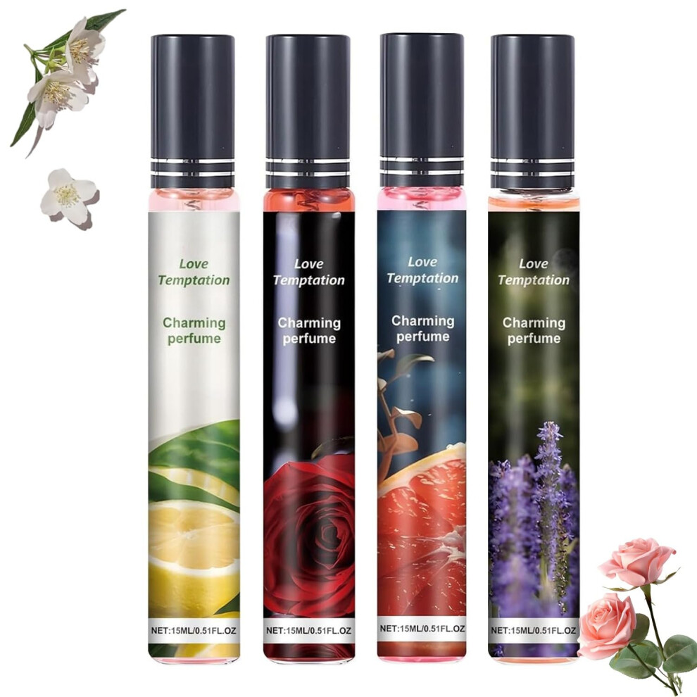 Long Lasting Rose Perfume for Women, Pheromone Enhanced Floral Fragrance, 4pcs Travel Set