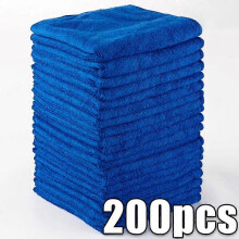 (bLUE 200pcs) 10/200PCS Microfiber Car Cleaning Towels Super Absorbent Car Drying Cloth Household Car Care Detailing Hemming Towel Duster Rags