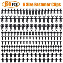 (kj1-190) Car Bumper Fastener Assortment – 190pcs Mixed Plastic Clips & Push Rivets, Replacement for Interior Trim Wheel Arch & Bumper