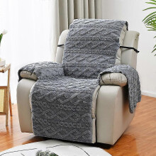 (1 seater, light grey) Recliner Chair Cover Thicken Jacquard Washable Blankets Sofa Towel Protect Pad