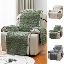 (1 seater, army green) Recliner Chair Cover Thicken Jacquard Washable Blankets Sofa Towel Protect Pad
