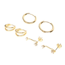 3 Pairs Of 18K Gold Earrings For Women, Hypoallergenic Gold Hoops & Studs, Lightweight Comfortable Earrings For Daily Wear And Special Occasions