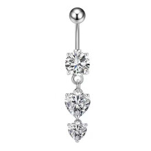 1 Pcs G23 Titanium Alloy Belly Button Bars, Hypoallergenic Dangly Belly Button Piercing With Cubic Zirconia Stones Heart Pendant For Sensitive Skin Ne