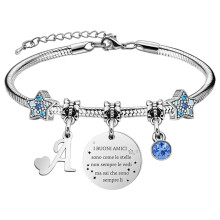 1 Personalised Initial Charm Bracelet, Adjustable Hypoallergenic Stainless Steel Snake Chain, Lightweight Fashionable Women' s Birthday Gift