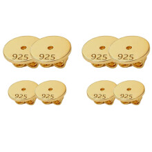 8pcs Gold Earring Backs, Durable Brass Base with 18k Gold Plating, Flat Back Earring Backs for Stud Earrings Replacement & DIY Jewelry Making