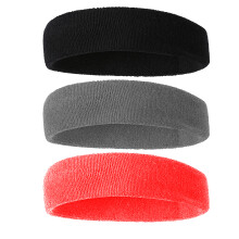 Set van 3 zweetbanden/hoofdbanden, lichtgewicht katoenen sporthoofdbanden voor mannen en vrouwen, zeer absorberende trainingshoofdbanden voor