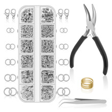 580-delers smykkesett, 5 størrelser ringer og verktøy for øredobber/armbånd/halskjede DIY