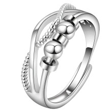 Bague anti-stress, bague à billes tournantes pour soulager le stress, bague tournante argentée ajustable pour femmes et hommes