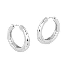 Sølv 925 Sterling Sterling Hoop Øredobber, Dame Hule Hypoallergeniske Tykke Lett Huggie Bølgemønster, Til Kjæreste Kone Mor Gave 25mm