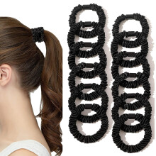 Set di 12 elastici per capelli per ragazze, elastici per capelli, fermacoda per capelli ricci e mossi, elastici per capelli in raso nero carini da