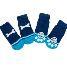 Anti-Slip Pet Socks, Paw Protectors with Silicone Gel Print for Enhanced Indoor Wear Traction Control, Slip On Easy Fit for Small to Medium Breeds