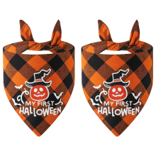 Thanksgiving Pet Fashion, Plaid Style Reversible Dog Bandana for Special Occasions, Soft High-Quality Cotton Fabric, Suitable for Halloween Autumn Eve