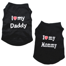 Pet T-Shirt for Small Dogs and Cats, Breathable Fabric Dog Cat Shirt with Love Daddy Mommy Print, Costume Vest for Outdoor Wear (Pack of 2)