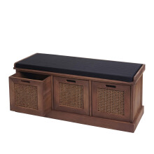 (braun, Polster schwarz) Sitzbank MCW-J49, Polsterbank Garderobenbank, Kissen Aufbewahrungsboxen Staufach 47x110x40cm