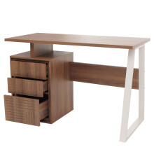 Scrivania MCW-O32, da ufficio, pc computer da lavoro, cassetto, legno melaminico, 77x118x58cm ~ marrone