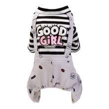 Macacão listrado para animais de estimação, roupa macia para cães de pequeno e médio porte, design clássico listrado com decoração de