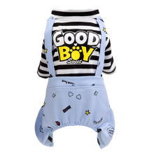 Macacão listrado para animais de estimação, roupa macia para cães de pequeno e médio porte, design clássico listrado com decoração de