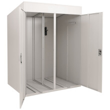 Garage per biciclette doppio MCW-H66b, box per biciclette, con chiave, metallo 213x158x125 cm ~ grigio chiaro