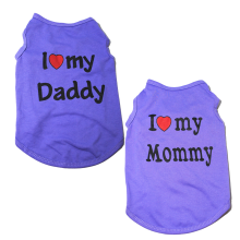 Pet T-Shirt for Small Dogs and Cats, Breathable Fabric Dog Cat Shirt with Love Daddy Mommy Print, Costume Vest for Outdoor Wear (Pack of 2)