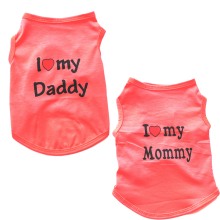 Pet T-Shirt for Small Dogs and Cats, Breathable Fabric Dog Cat Shirt with Love Daddy Mommy Print, Costume Vest for Outdoor Wear (Pack of 2)