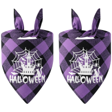 Thanksgiving Pet Fashion, Plaid Style Reversible Dog Bandana for Special Occasions, Soft High-Quality Cotton Fabric, Suitable for Halloween Autumn Eve