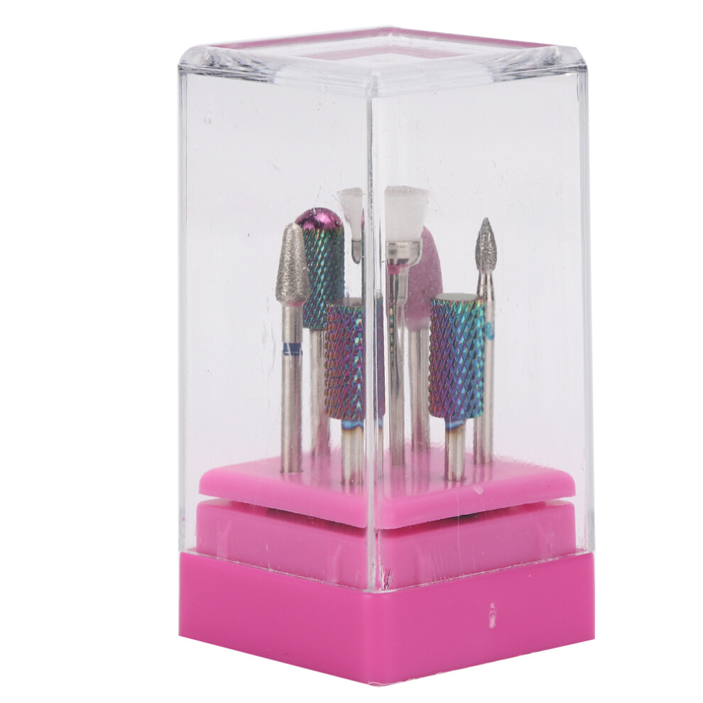 Heat Resistant Nail Drill Bits For Acrylic Nails, 7Pcs Tungsten Steel And Carbide Kit 3/32 Inch, Corrosion Resistant Polishing Nail Surface Multif