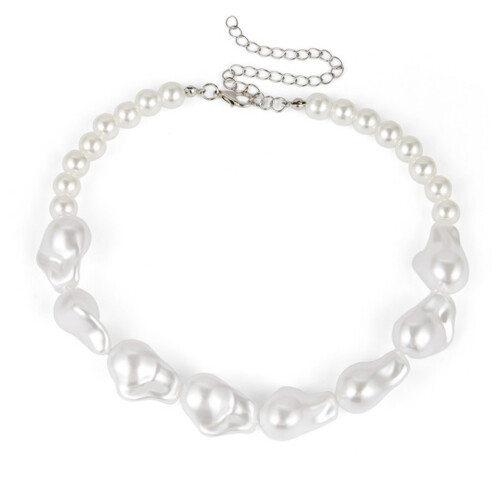 Κολιέ με μαργαριτάρια σε στυλ choker για γυναίκες, ακανόνιστο διασκεδαστικό μπαρόκ 2