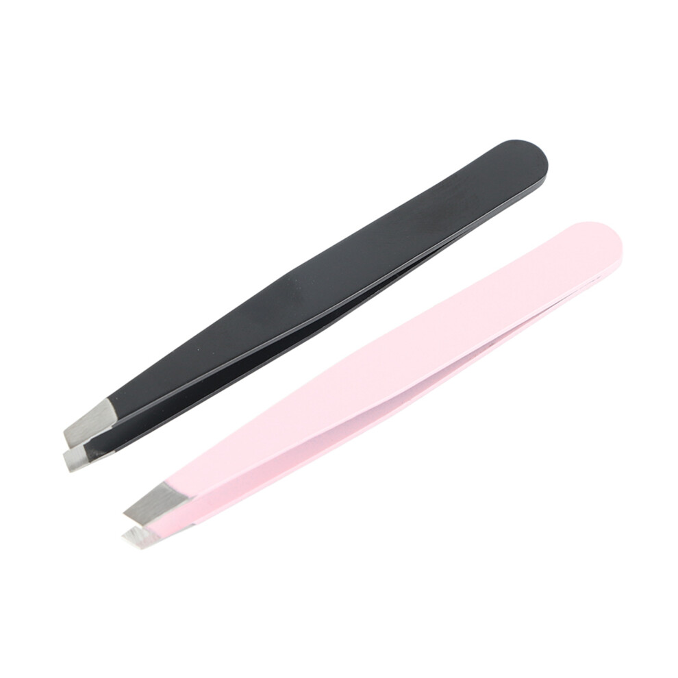 Hair Removal Tweezers With Slanted Tip Professional Quality Precision Stainless Steel Eyebrow Tweezers, Curved Brow Scissors Ergonomic Design Easy To