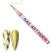 Gold Nail Art Pen 0.7mm Quick Dry Nail Polish Marker for DIY French Manicure 3in1 Design