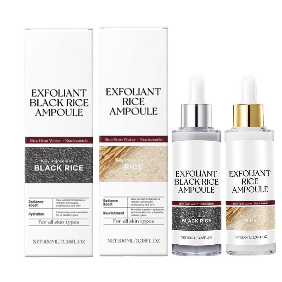 Black/White Rice Enzyme Exfoliating Serum Duo With Deep Hydration And Pore Refining For Face And Body, 2Pack