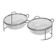 Futterlösung für Haustiere, Katzennäpfe mit Ständer, Edelstahl, erhöhte Näpfe, 12 geneigtes Design für komfortables Fressen,
