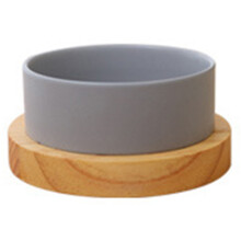 Eleganter Keramiknapf mit Ständer aus Massivholz, moderne Fütterungslösung für Haustiere in der Küche, skandinavisches Dekor, universelles