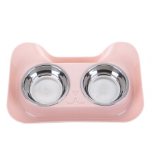 Juego de dos comederos para perros, con almohadillas de silicona antideslizantes y antiderrame, y platos de acero inoxidable extraíbles para comida