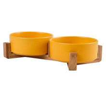 Elegant kæledyrssæt, skridsikker keramisk hunde- og katteskål med mat glasur, dobbelt skåldesign til sund kost og kropsholdning, vægtet mad- og