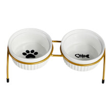 Erhöhte Katzennäpfe aus lebensmittelechtem Keramikmaterial garantieren Sicherheit, ergonomisches Design entlastet den Nacken Ihrer Katze,