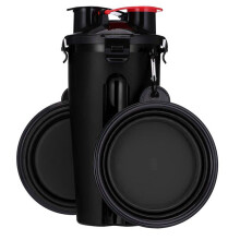 Pet Travel Companion, Dog Travel Water Bottle with Collapsible Bowls, Perfect For Outdoor Adventures, Easy Grip Design, Leak-Proof And Durable, Food A