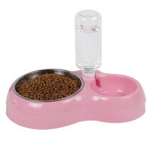Distributeur d'eau automatique pour animaux de compagnie, ensemble de gamelles à siphon pour chats et chiens avec support surélevé ergonomique,