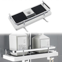 (Round Hole, White) brand-new Shower Caddy Shelf Bathroom No Drill Chrome-Plated Surface Hotel Abs Ventilated brand-new Easy To Clean