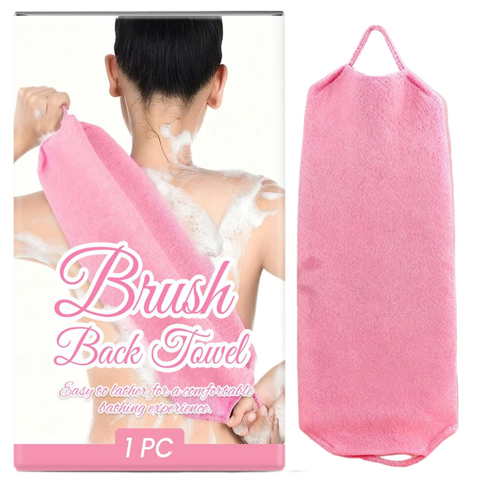 Exfoliating Body Scrubbing Towel with Long Handle Reach, Quick Dry DualSided Shower Back Scrubber