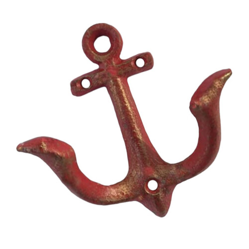 Classical Anchors Shape Iron Wall Hook Bucolic Entryway-Red
