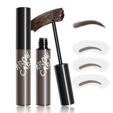 Gray Brown Peel Off Eyebrow Tint Kit with Waterproof Gel and Precision Shaping Stencils