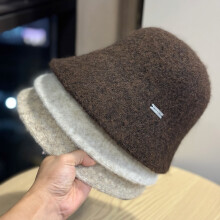 (khaki,Adjustable)New Alpaca Knit Fisherman Bucket Hat for Women, Winter Warm Face-Slimming Beanie, Casual Sun Hat with Brim