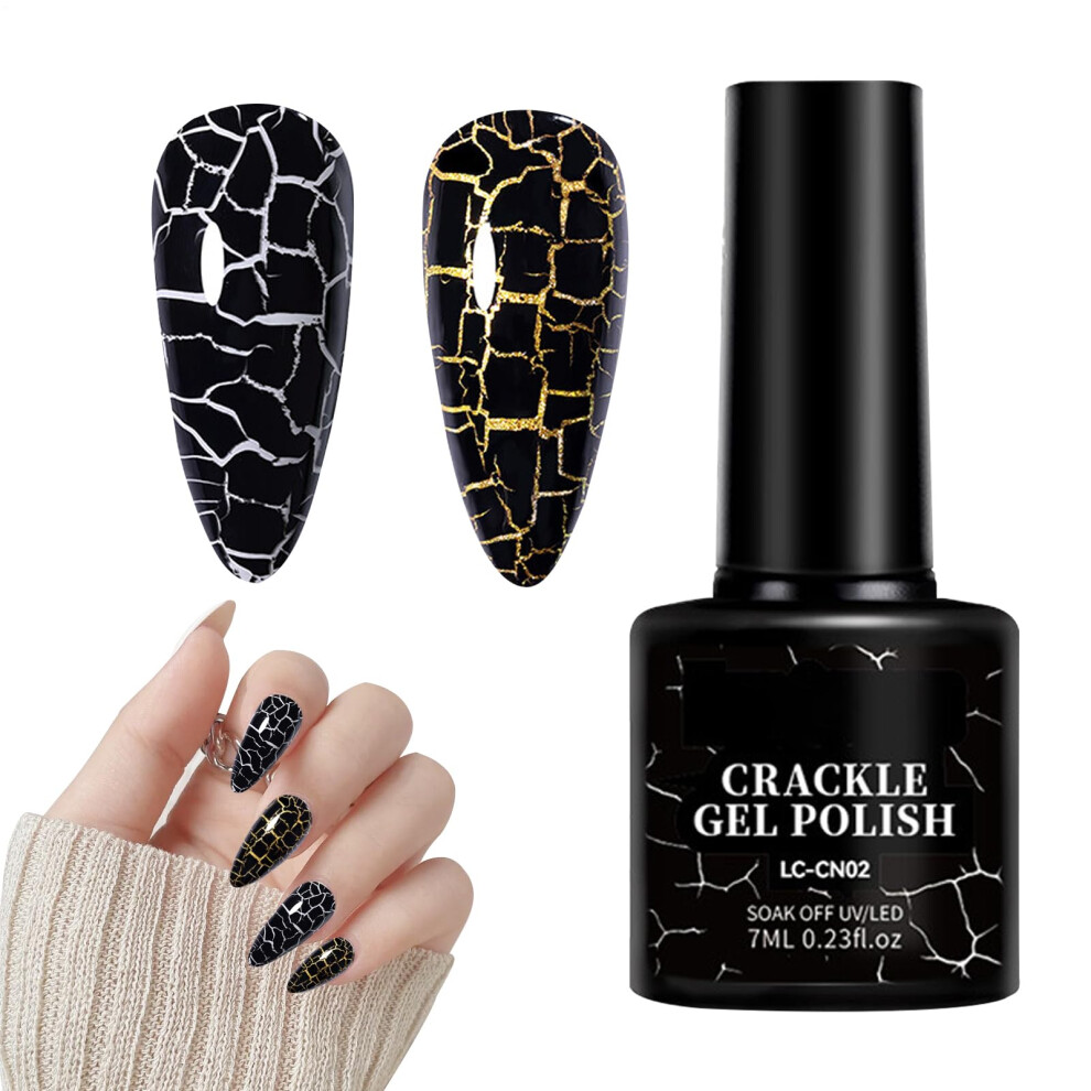 Crackle Gel Nail Polish 7ml with Distinctive Crackle Effect and LongLasting Shine for Parties