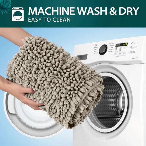 (Silver) Chenille 60x90cm (2ftx3ft) Chenille Door Mat - Super Soft Durable Quality Mat UK 1