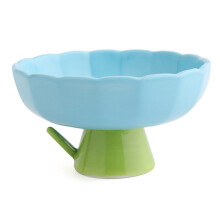 Bol de cerámica con pie, elegante diseño de pedestal, sin plomo ni cadmio, boles multiusos para postres, decoración de mesa contemporánea para el