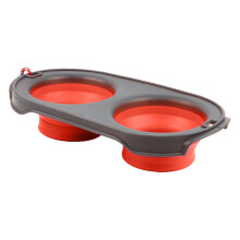 Pet's Dining Oasis: Universell faltbare Doppelnäpfe, robust, leicht, spülmaschinenfest, BPA-freies Silikon, leicht und tragbar für Katzen und Hunde