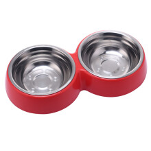 Comedero para mascotas con cuencos de acero inoxidable, diseño de doble cuenco para comida y agua por separado, cuencos interiores desmontables,