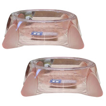 Duo di ciotole per animali domestici, tappetino antiscivolo in silicone facile da pulire per cuccioli, cani e gatti, cristallo trasparente color