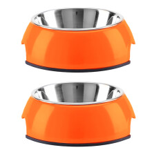 Løsning for kjæledyrfôr, sett med to sklisikre silikonbunnskåler, kraftig rustfritt stål og lett å rengjøre design (overdimensjonert kapasitet)