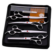 Conjunto de Tesouras para Tosa de Animais de Estimação, Titânio Arco-Íris, Design Profissional com Lâminas Convexas, Aço Inoxidável de Alta
